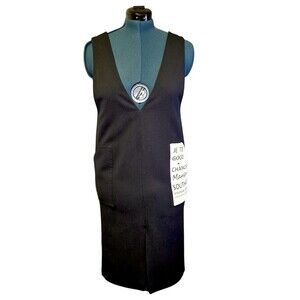 Mind Bridge women Korean Deep V Vest Dress Black Medium Urban Academia